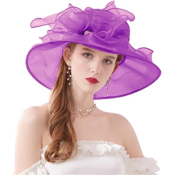 Women\'s Kentucky Hat Wide Brim purple2